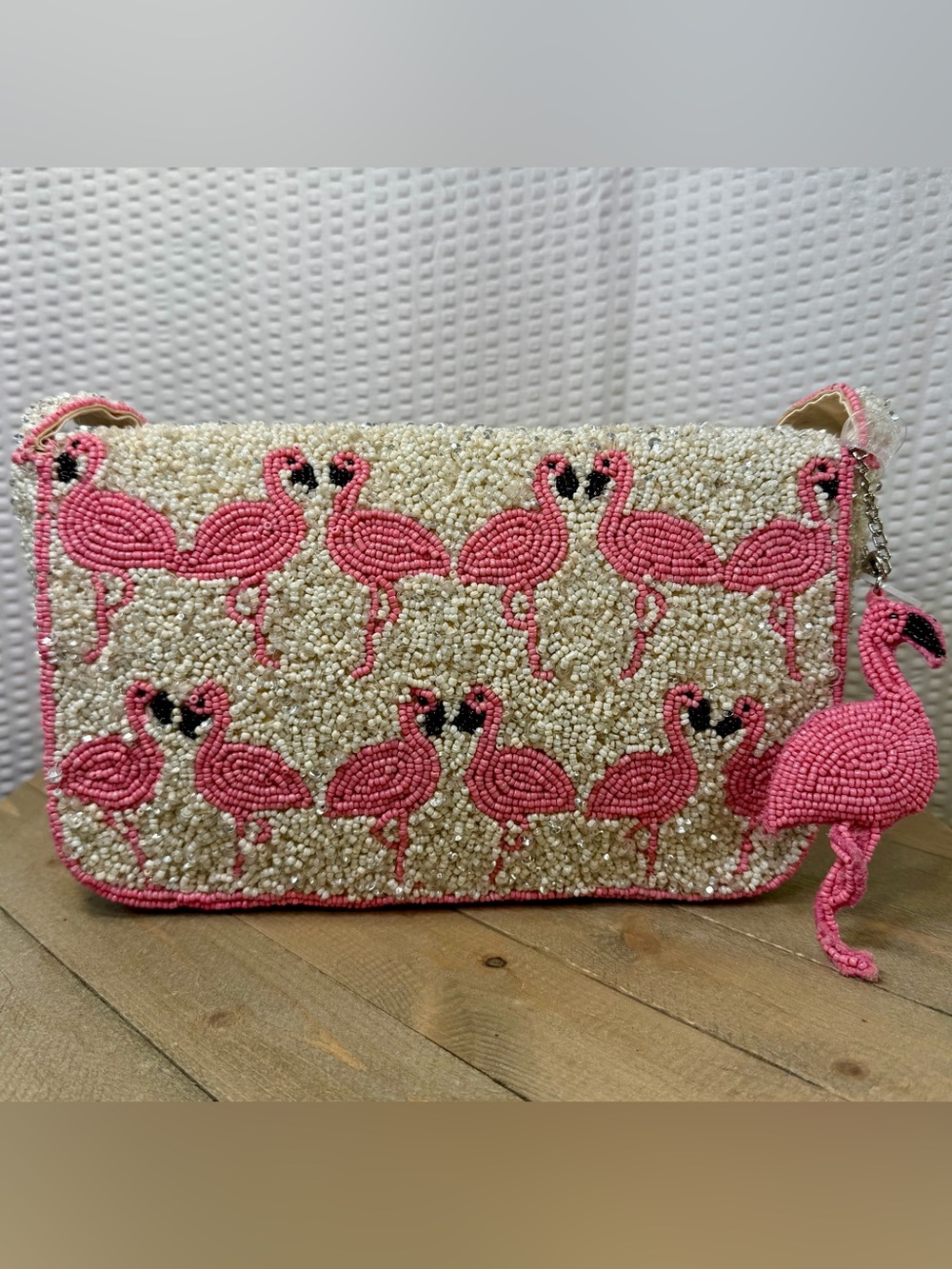 Viral Beaded Flamingo Bag w/Flamingo Bag Charm!! - Picture 3 of 9